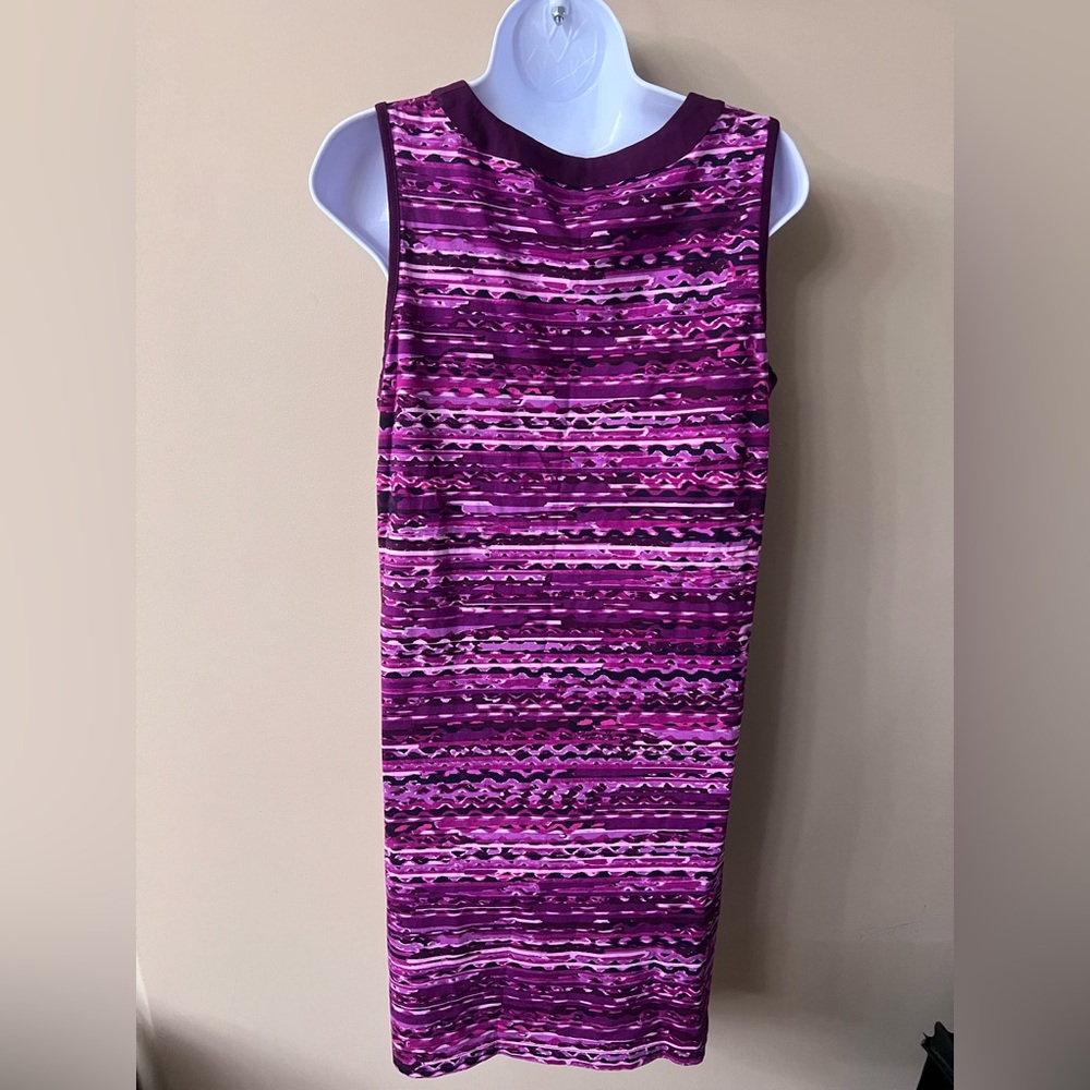 Land’s End 100% Cotton Fuchsia Women’s Printed Tank Dress w/ pockets, Size 12 - Picture 3 of 6
